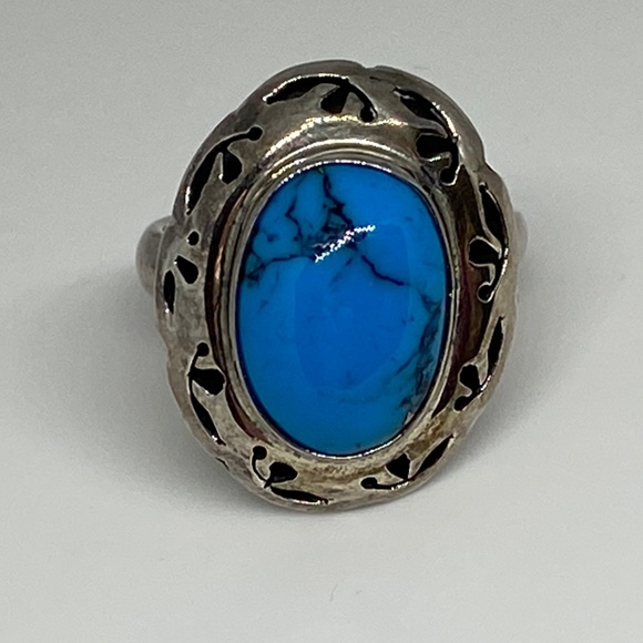 Vintage Taxco Turquoise Sterling Ring - Picture 2 of 5